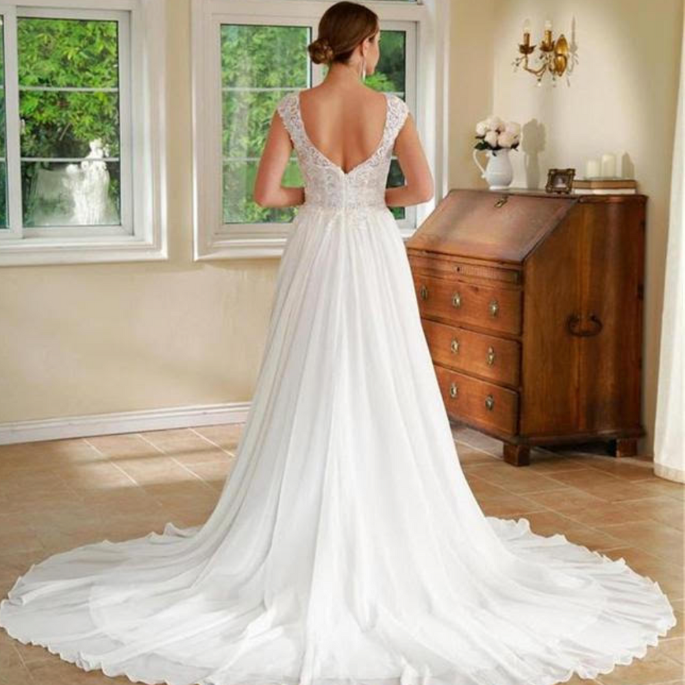 
                      
                        Chiffon Fit & Flare Bridal Lace Wedding Gown
                      
                    