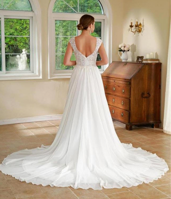 Chiffon Fit Flare Bridal Lace Wedding Gown TulleLux Bridal