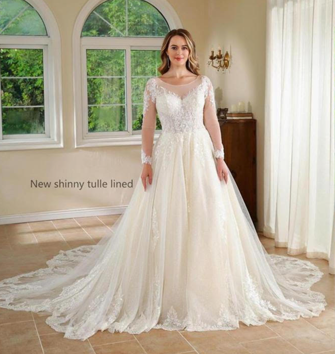 Lace Luxurious Tulle A Line Wedding Gown