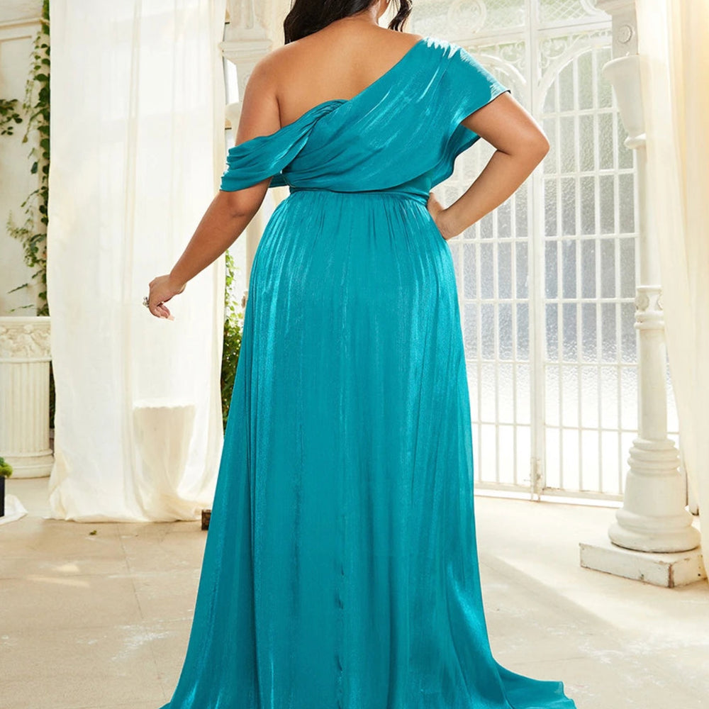 
                      
                        Elegant One Shoulder Cross Ruched A-line Maxi Evening Party Gown
                      
                    