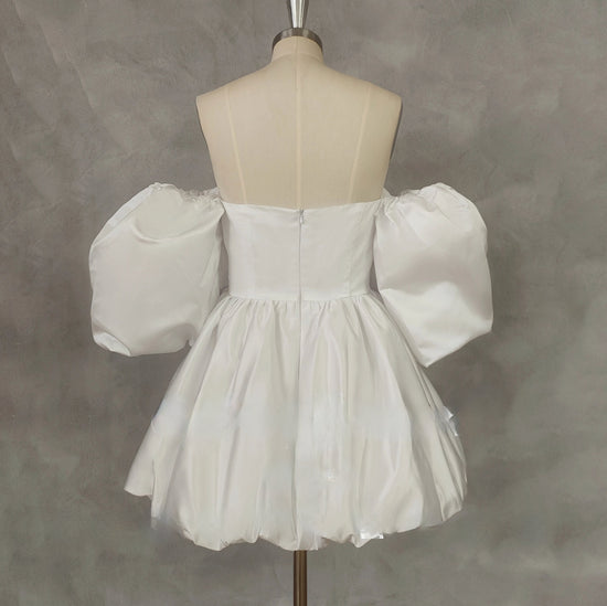 Simple Strapless Off-Shoulder A-Line Mini Wedding Bridal Dress