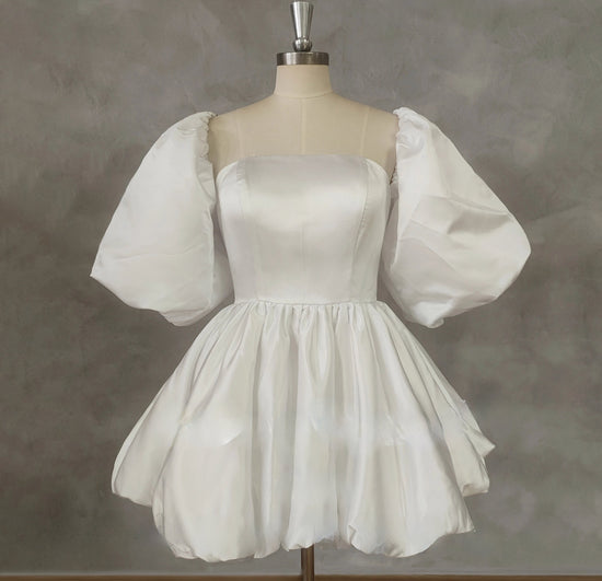 Simple Strapless Off-Shoulder A-Line Mini Wedding Bridal Dress