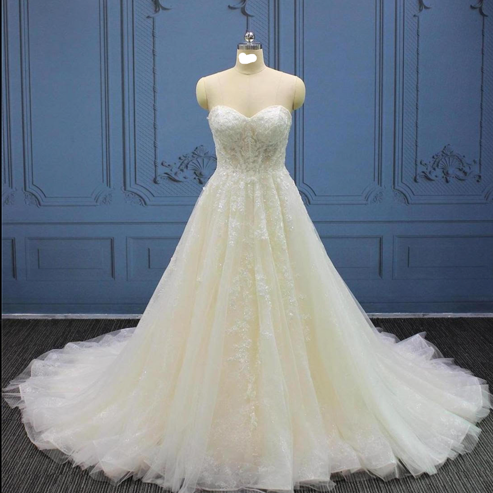 Beaded Sweetheart Sleeveless A Line Bridal Wedding Gown