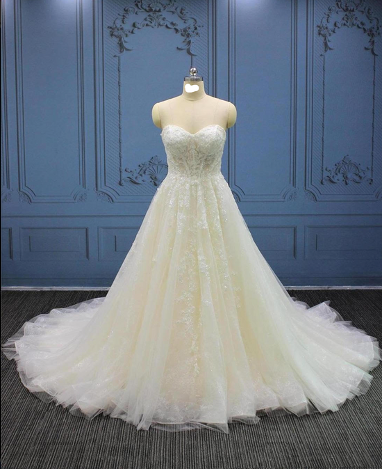Beaded Sweetheart Sleeveless A Line Bridal Wedding Gown