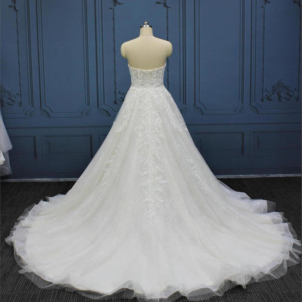 Beaded Sweetheart Sleeveless A Line Bridal Wedding Gown