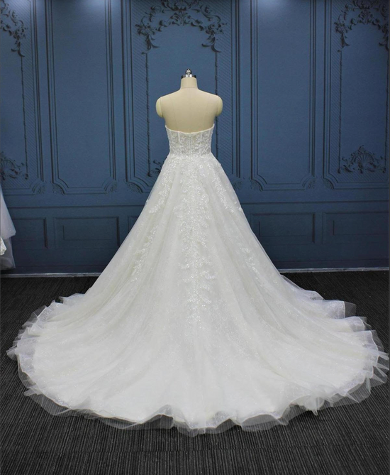 Beaded Sweetheart Sleeveless A Line Bridal Wedding Gown