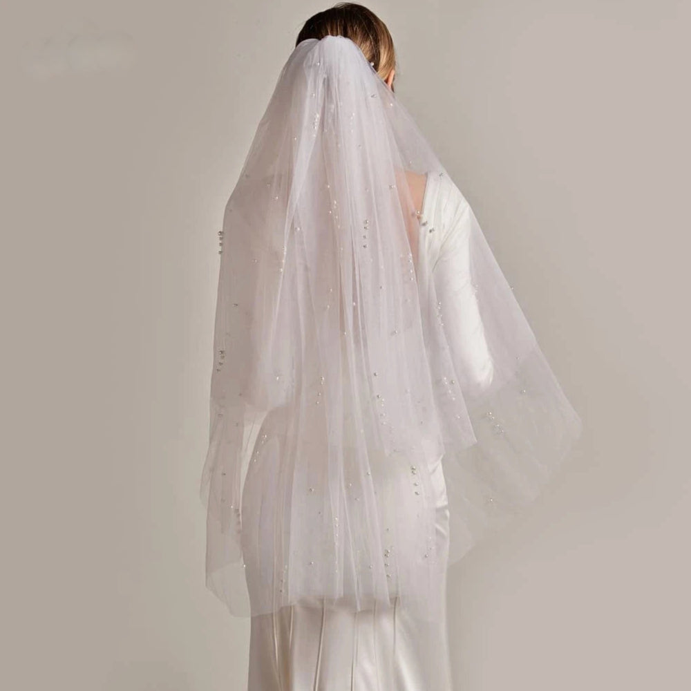 
                      
                        Two Layer Short Pearl Beaded Bling  Wedding Bridal Veils
                      
                    