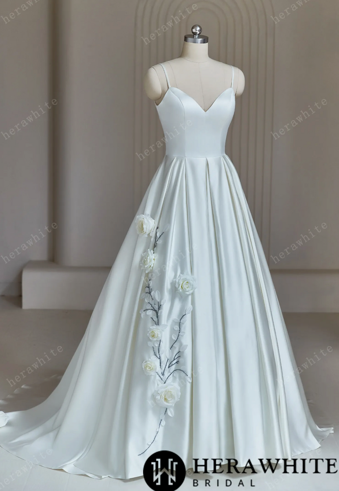 
                      
                        Sophisticated A-Line Wedding Dress With Spaghetti Straps
                      
                    