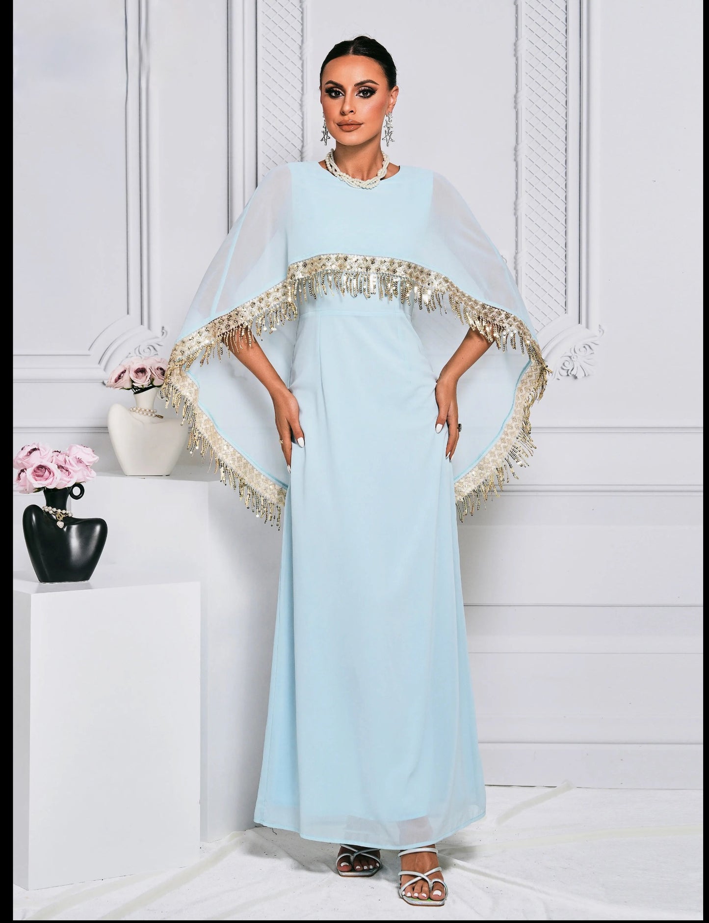 Modest Long Sleeve Dress Casual Kaftan Robe For Formals