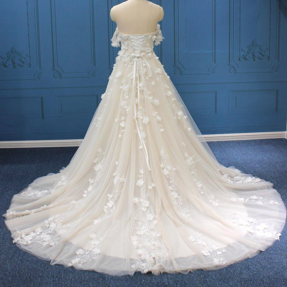 
                      
                        Floral Lace Chiffon Beaded A Line Boho Chic Bridal Wedding Dress
                      
                    