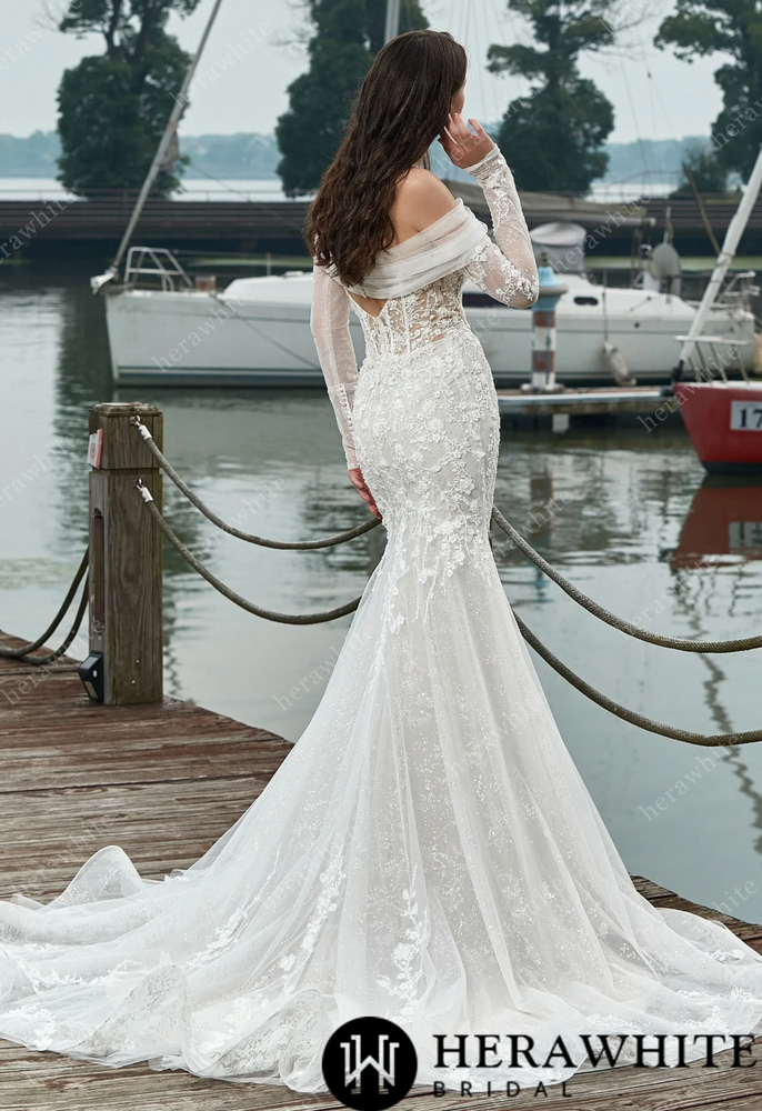 
                      
                        Beaded Sequin Lace and Long Sleeve Corset Bodice Wedding Dress
                      
                    