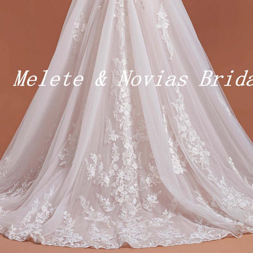 
                      
                        Modern Deep V Tulle Lace A line Bridal Gown with Detached Sleeves
                      
                    