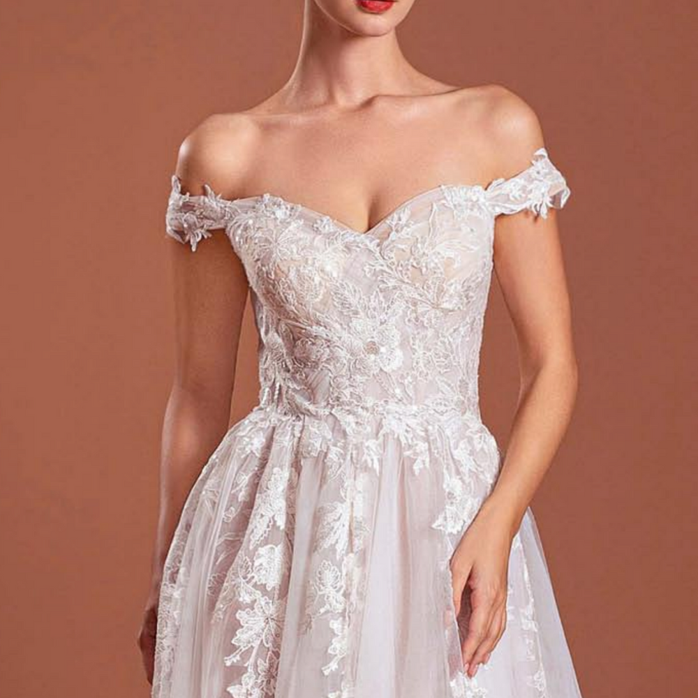 
                      
                        Tulle Lace Button Back A Line Wedding Dress
                      
                    