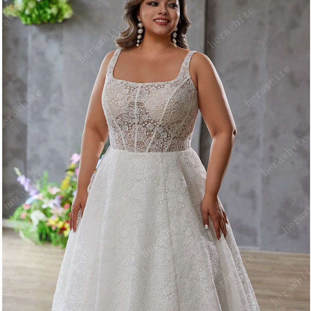 Effortless Grace – Full Lace A-Line Gown with Classic Charm