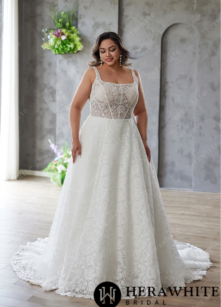 Effortless Grace – Full Lace A-Line Gown with Classic Charm