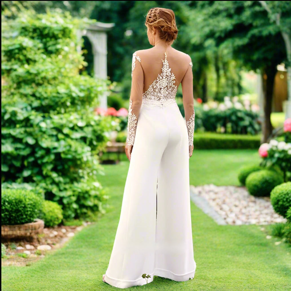 
                      
                        Country Jumpsuit Wedding Dress Lace Beach Boho Bridal Gown
                      
                    