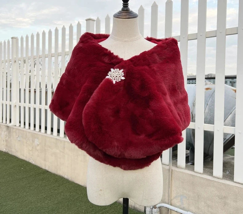 
                      
                        Burgundy Faux Fur Bolero Jacket  Special Evening Shoulder Wrap
                      
                    