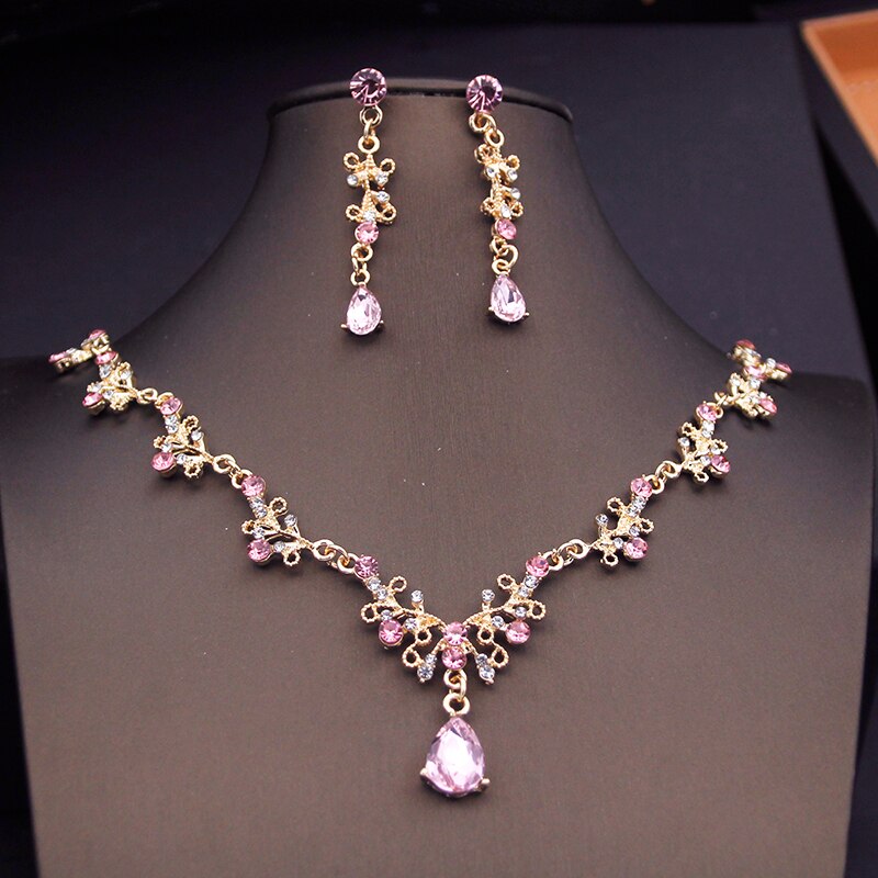 Load image into Gallery viewer, Crown Bridal Sets for Women Necklace Tiara Earrings Jewelry Accessories
