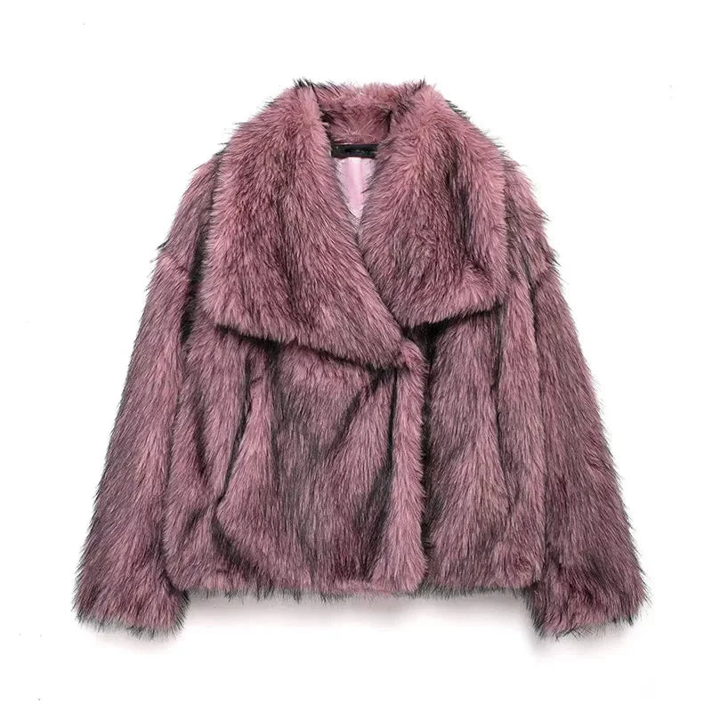 
                      
                        Luxury Faux Fur Women's Jacket Street Fashion Long Sleeve Lapel Ladies Coat
                      
                    