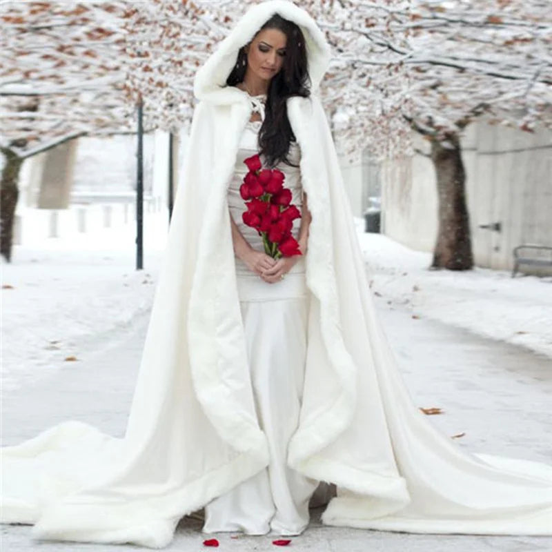 Winter Wedding Cape Bridal Jacket Wrap Shawl Floor Length Party Wraps Accessory