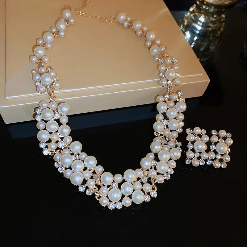 
                      
                        Pearl necklace and earrings jewelry set 
                      
                    