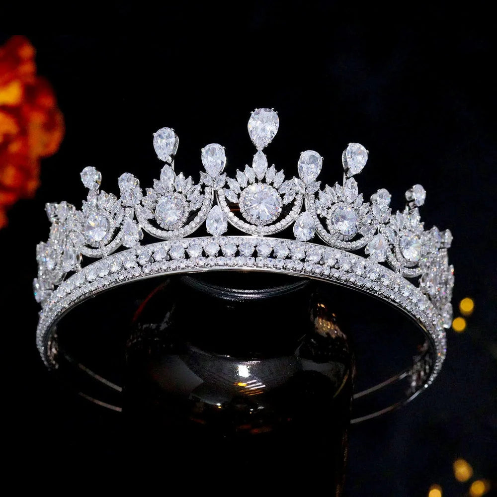 Royal Queen Round Wedding Tiara Crowns Bridal Hair Jewelry Accessories