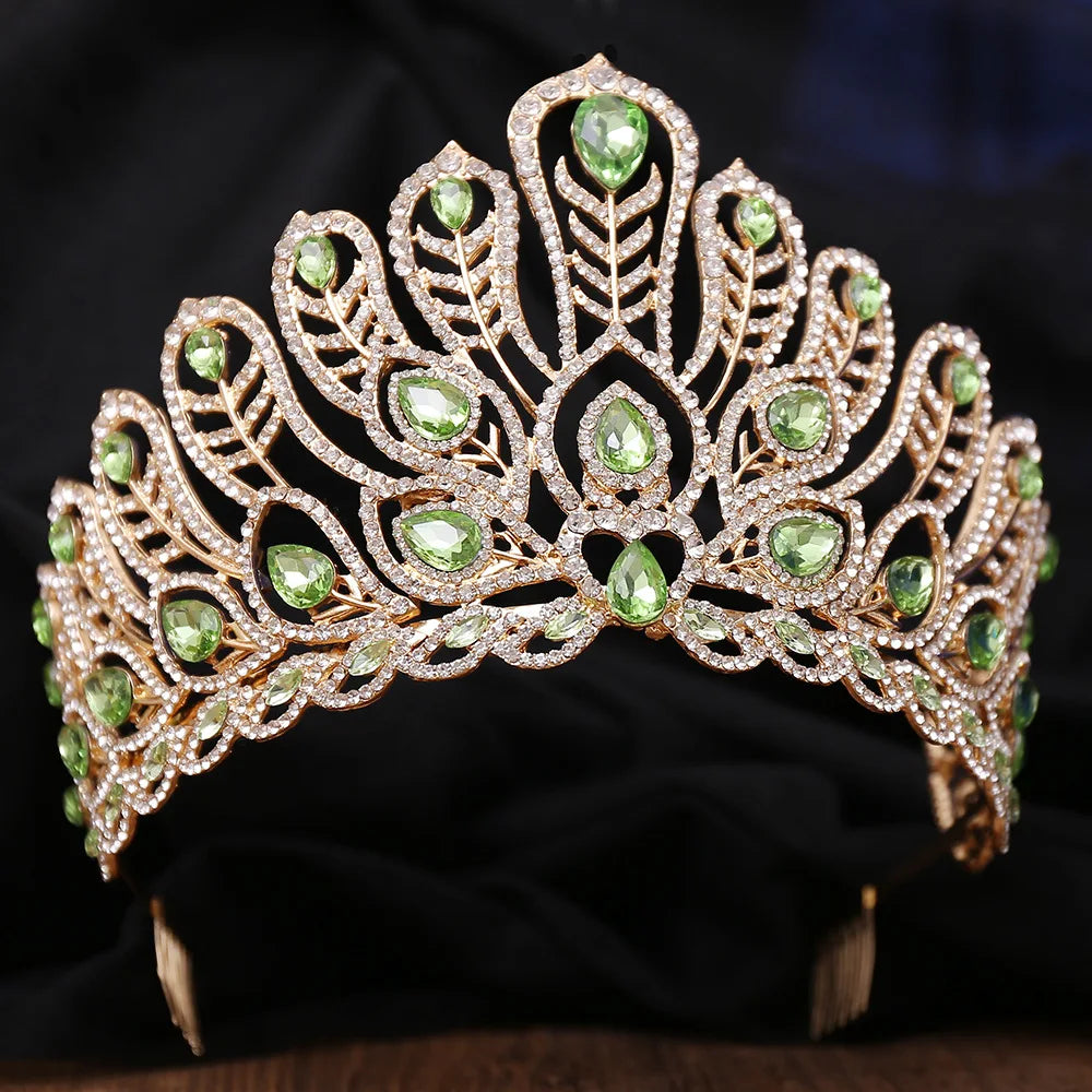 Peacock Crystal Rhinestone Tiara Crowns Party Costume Hair Jewelry Accessories