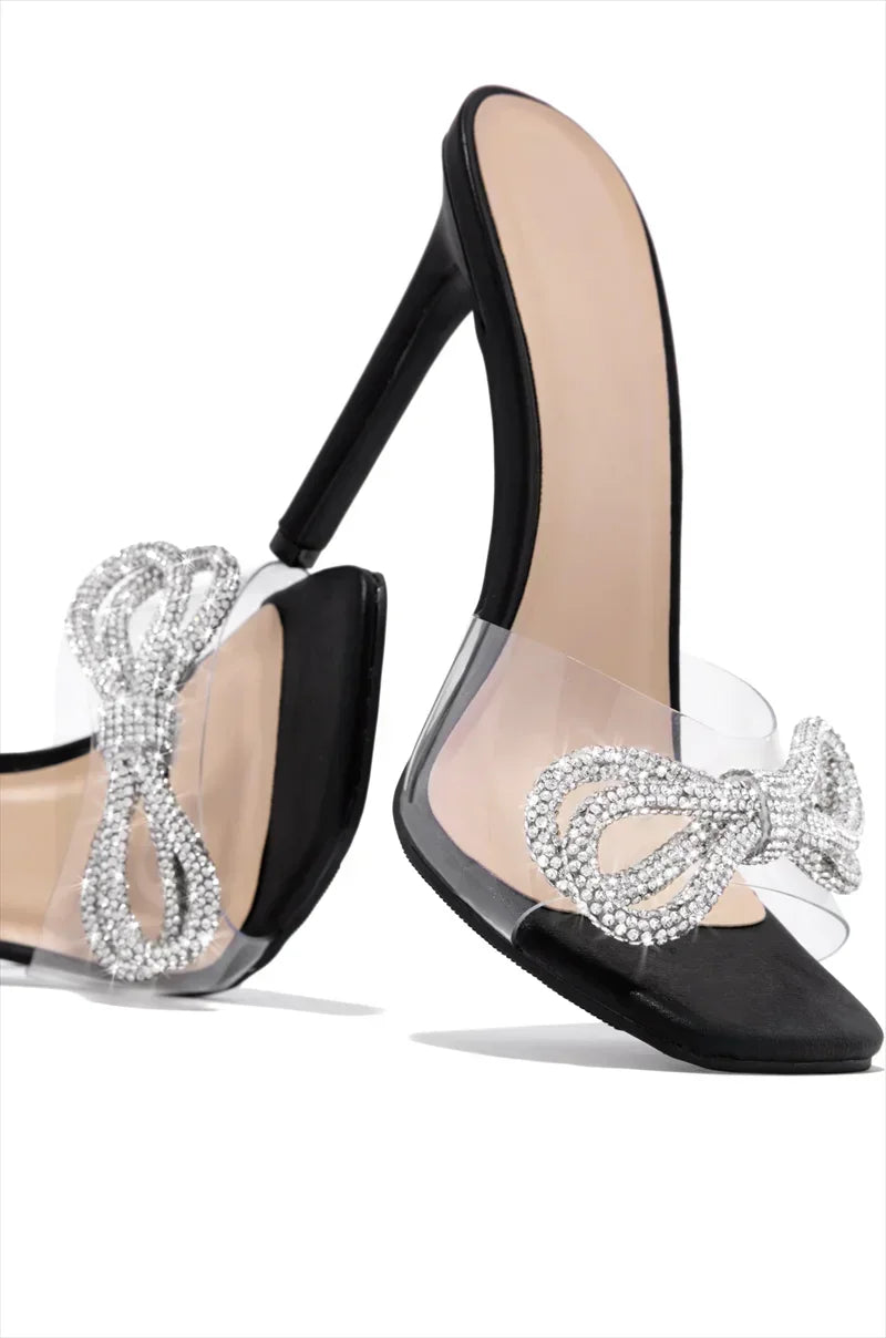 Rhinestone High Heel Shoes Slip On Party Sandals, step into elegance with these stunning Banquet Rhinestone PVC High Heel Slip On Shoes,