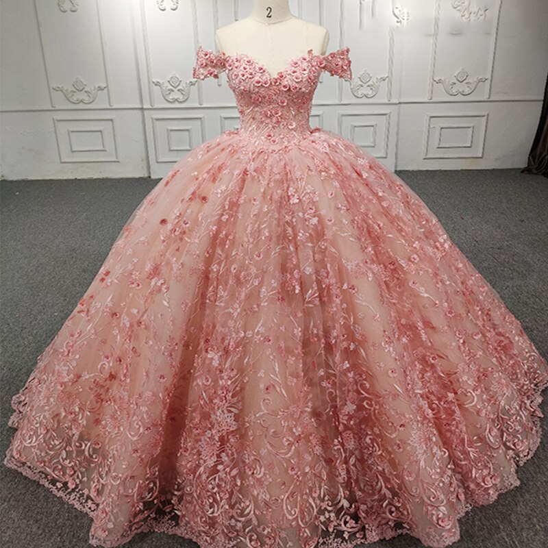 
                      
                        Quinceanera Ball Gown Pink Flower Dress
                      
                    