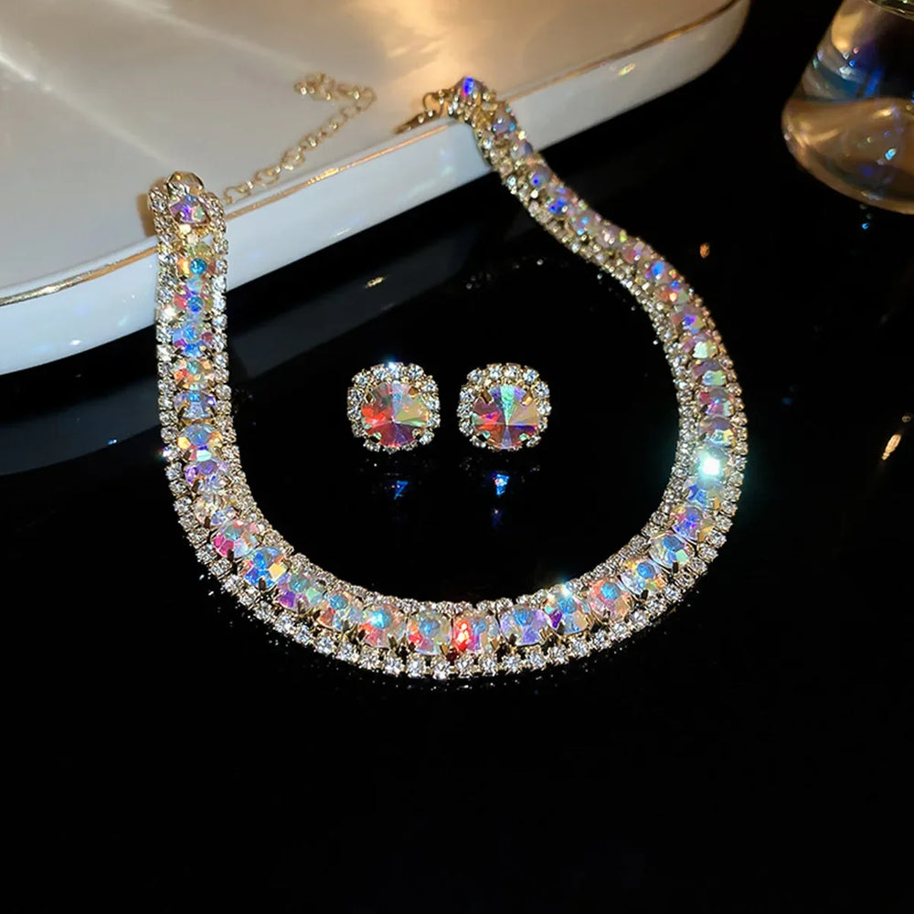 
                      
                        Crystal Jewelry set with necklace and earrings on a light background
                      
                    