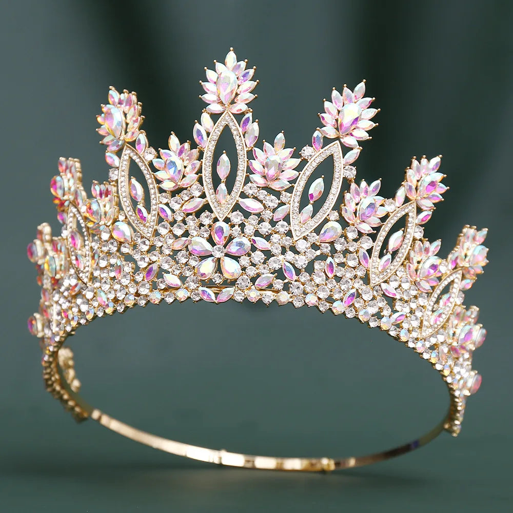 Round Crystal Pageant Crown Tiaras Headdress  Hair Jewelry Accessory, shine like the champion you are with this stunning round crystal tiara crown! 