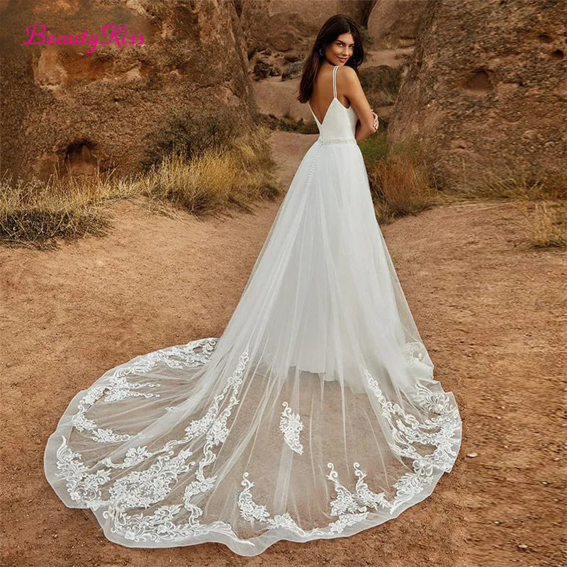 
                      
                        2 In 1 Wedding Jumpsuit With Detachable Skirt Two Pieces Bridal Dresses Pants Suit
                      
                    