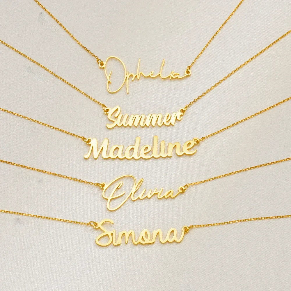 Custom Name Necklace for Women Personalized Cursive Letter Stainless Steel Jewelry