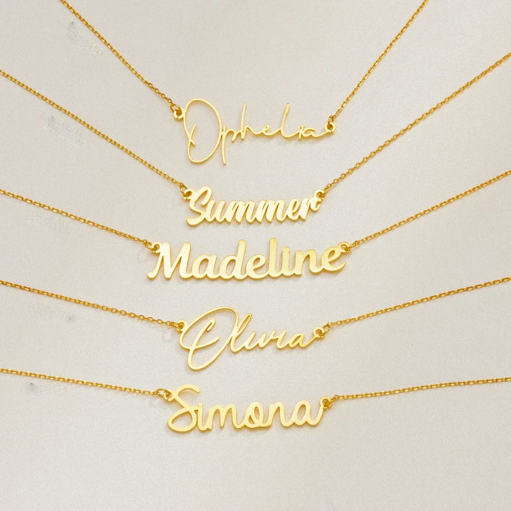 Custom Name Necklace for Women Personalized Cursive Stainless Steel Jewelry