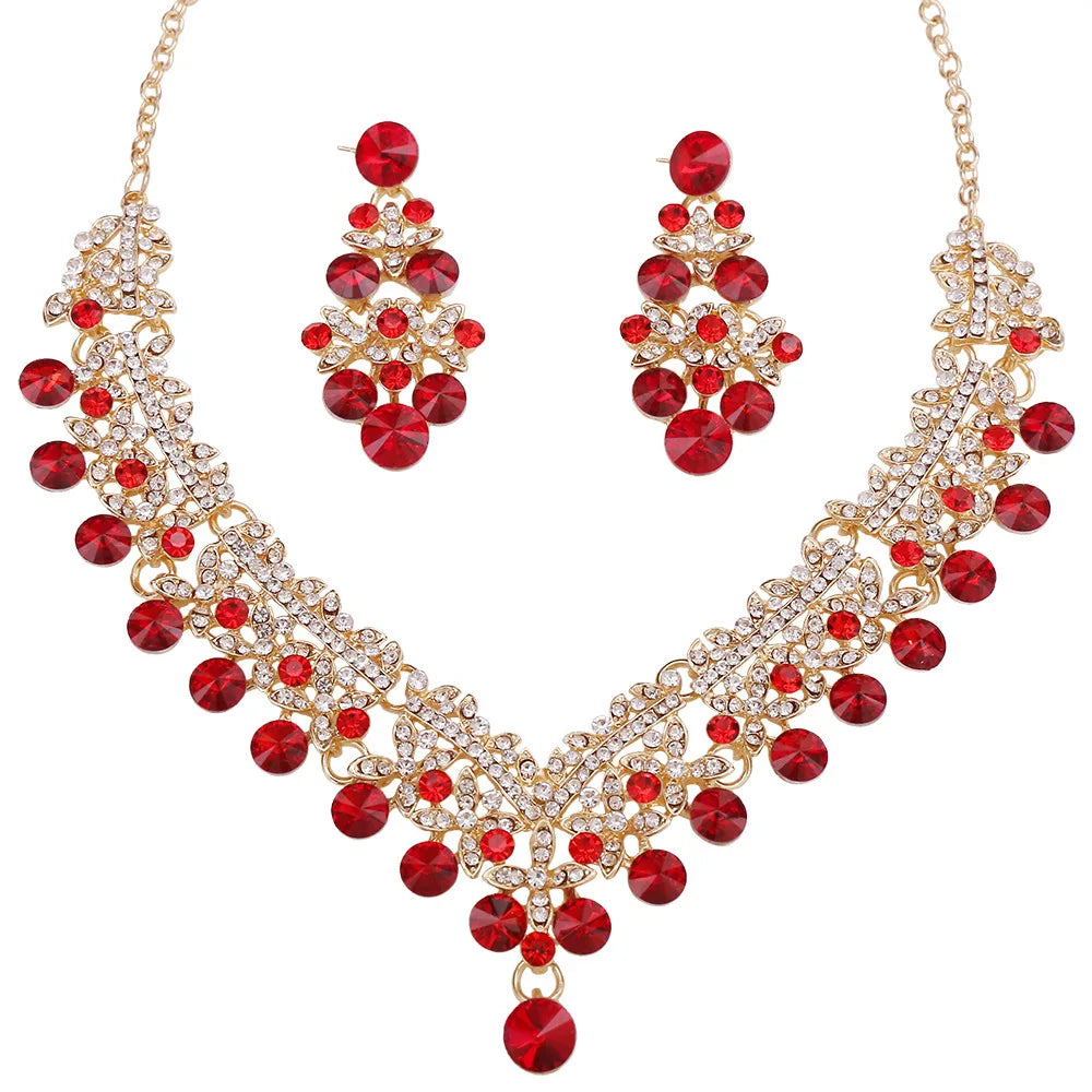 
                      
                        Round Crystal Necklace Earring Jewelry Sets For Women Party Jewelry Accessories
                      
                    