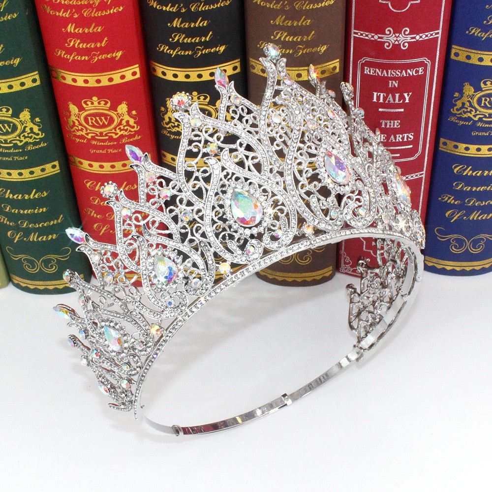 Load image into Gallery viewer, European Tall Cubic Zircon Crystal Round Tiaras Party Stage Show Hair Accessories
