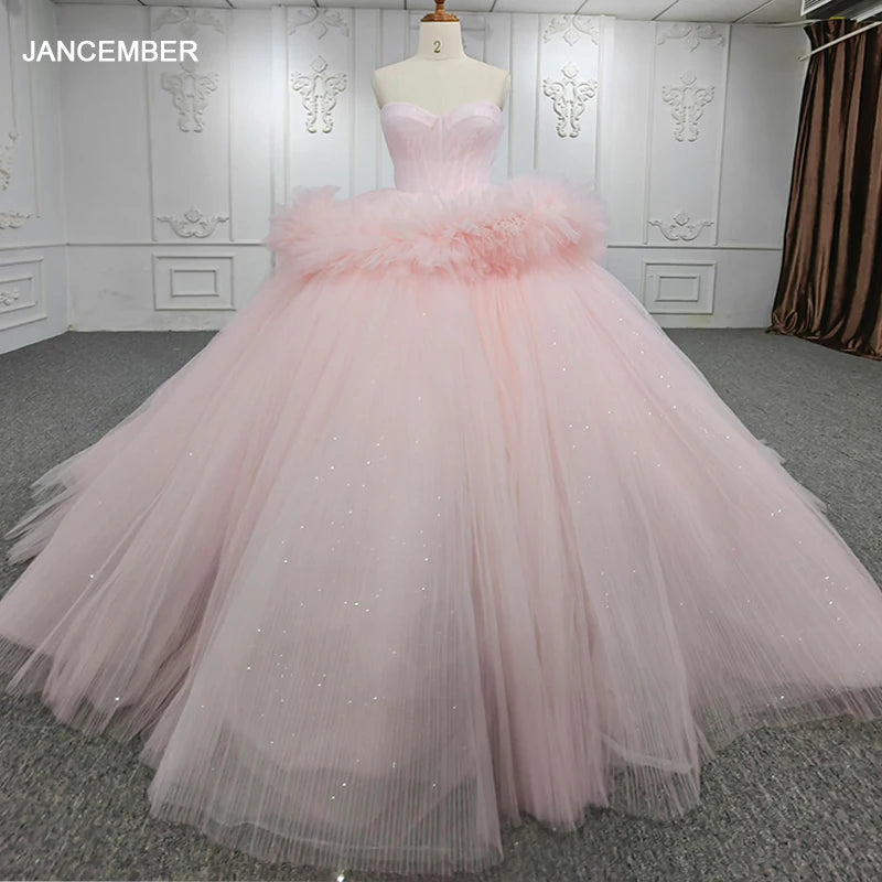 
                      
                        Pink Quinceanera Dress For Girls Strapless Sleeveless Lace Up  Party Ball Gown
                      
                    