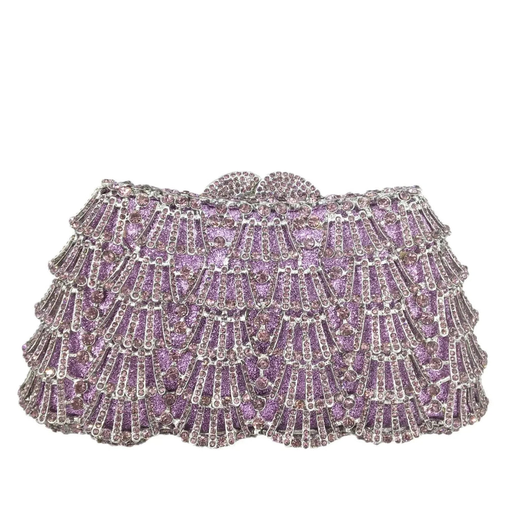 Light Purple Crystal Clutch Evening Bag Party Purse