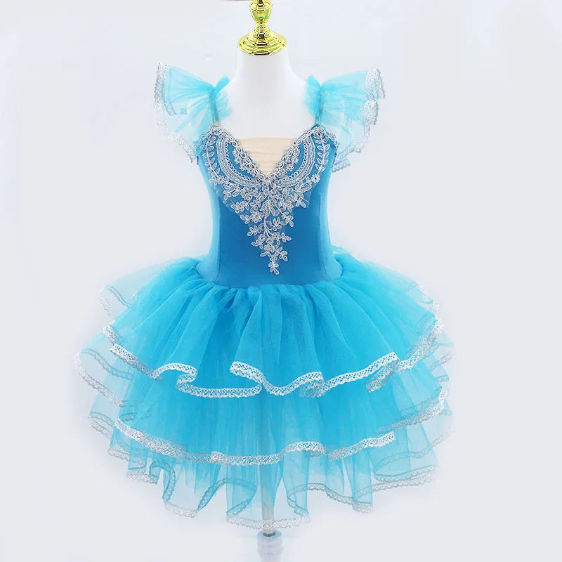 Ballet Tutu Skirt For Girls Tulle Long Dress Performance Ballerina Costumes