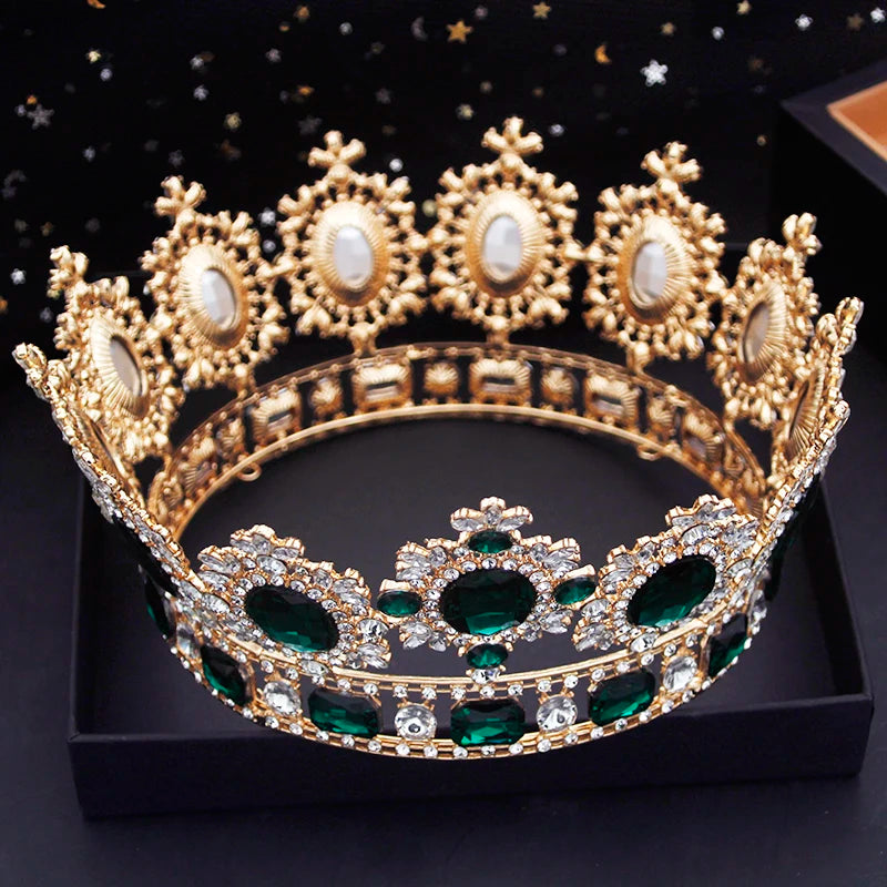 Vintage Royal Crystal Full Round Crown Hair Accessory