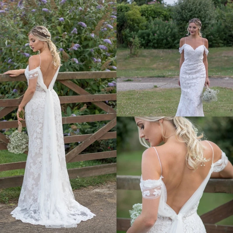 
                      
                        Sweet Illusion Lace Backless Sheath Bridal Wedding Gown
                      
                    