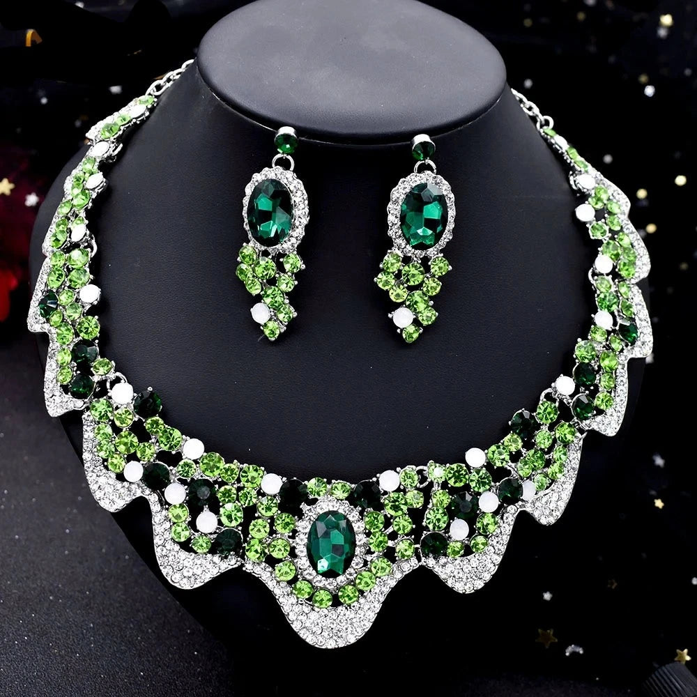 Charming Costume Earrings And Necklace Jewelry Sets Wedding Formal Party Prom Accessories