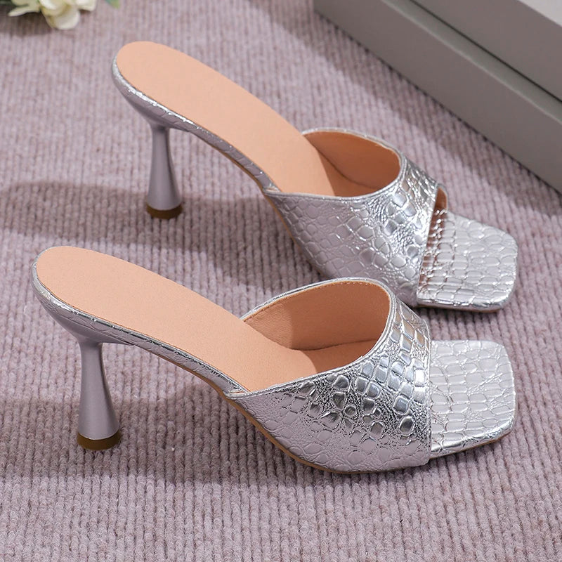 
                      
                        Luxury High Heels Sandal For Women Slip On Square Toe Summer Shoes
                      
                    