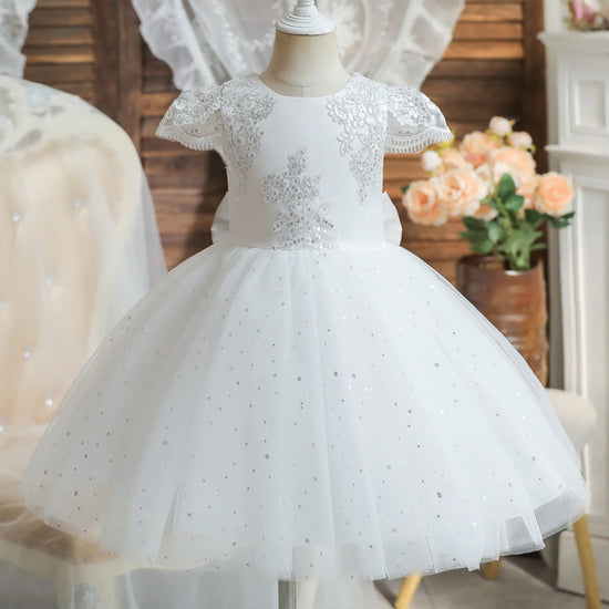 1-5 Yrs Toddler Girls Party Dresses Embroidery Lace Cute Baby 1st Birthday