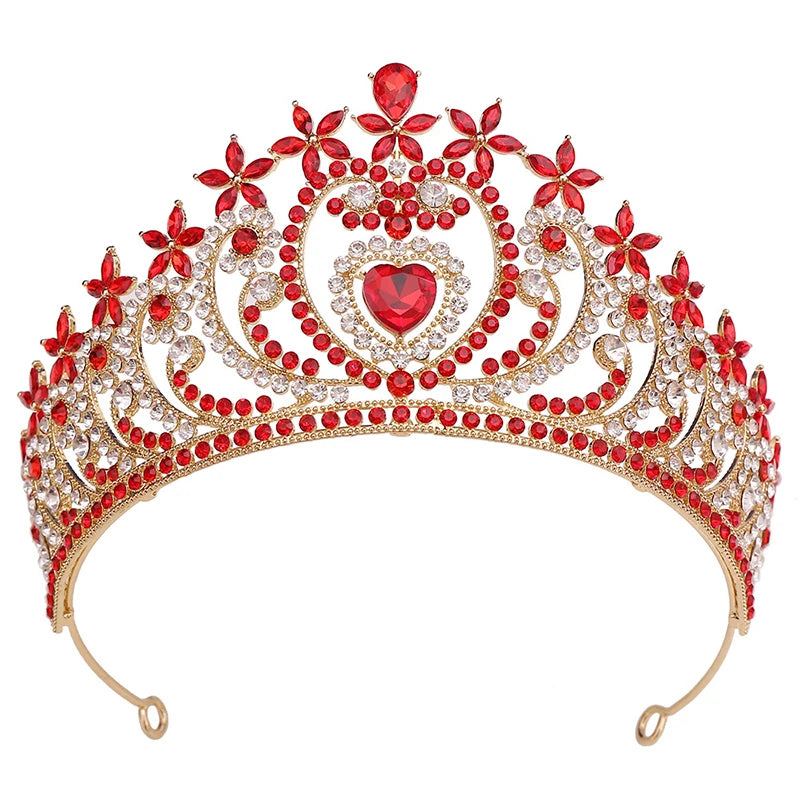 
                      
                        Decorative tiara with red stones and gold accents on a white background
                      
                    