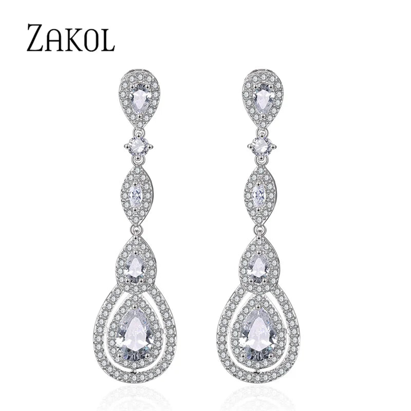 
                      
                        Luxury Water Drop Cubic Zircon Long Dangle Earrings
                      
                    