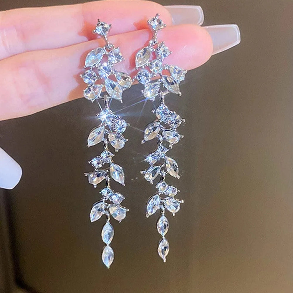 Crystal Long Tassel Retro Style Earrings