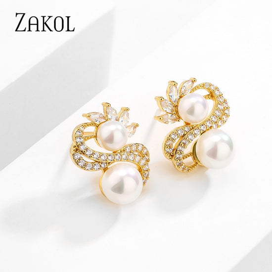 Load image into Gallery viewer, Exquisite Double Row Winding Pearl  Zircon Earrings for Women
