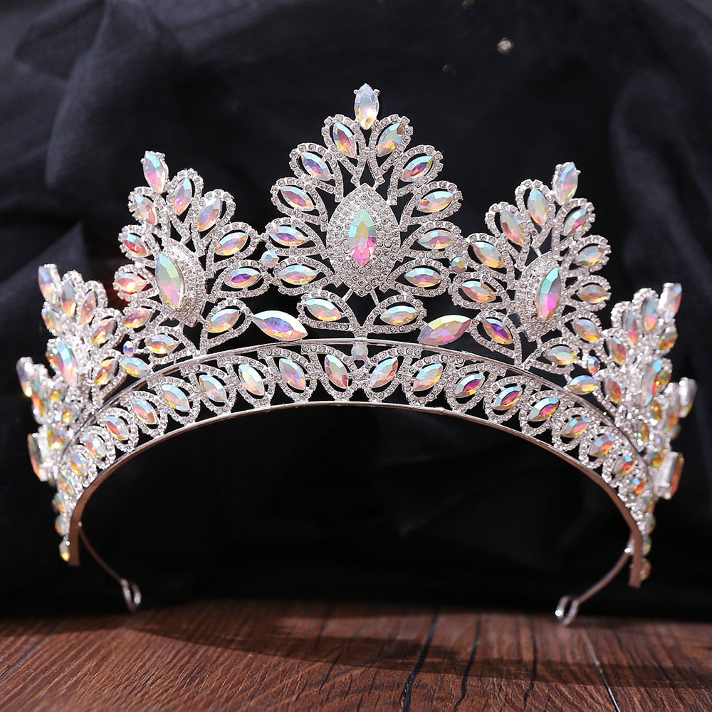 Load image into Gallery viewer, Color AB Crystal Bridal Tiaras Party Crystal Rhinestone Crowns
