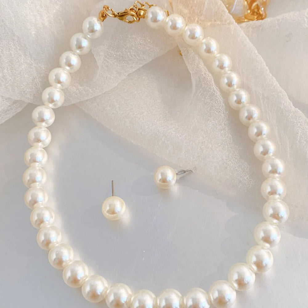 
                      
                        Women's Temperament Pearl Earrings And Necklace Jewelry Set
                      
                    